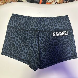 Savage Barbell leopard shorts- Small